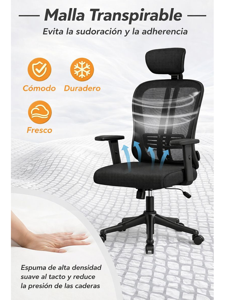 Silla De Oficina Apoyacabeza, Con Brazo Regulable Doha 7