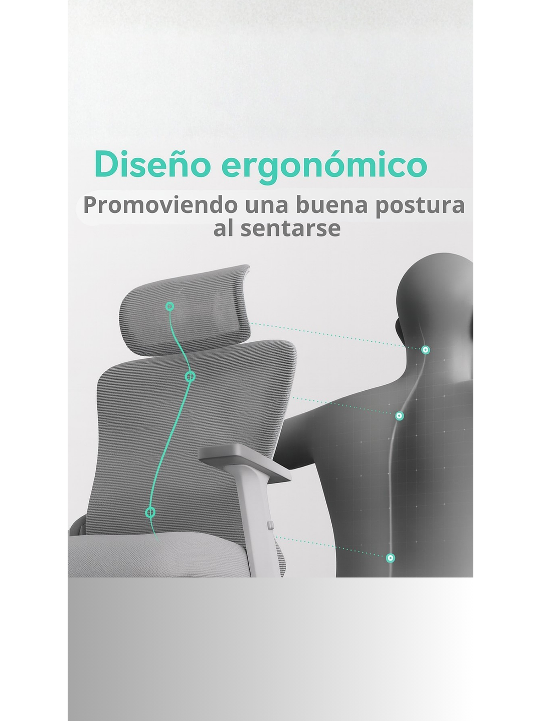 Silla de Escritorio - Oficina - Gamer Houston Gris 7