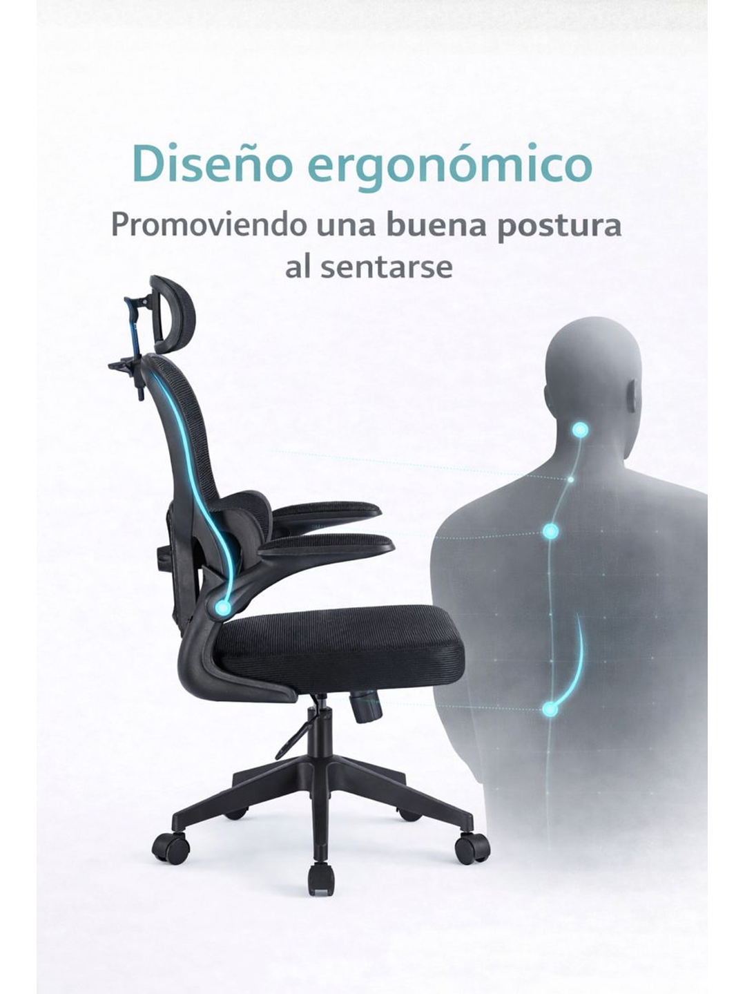 Silla Ergonomica de Oficina para Escritorio Boise Negra 5
