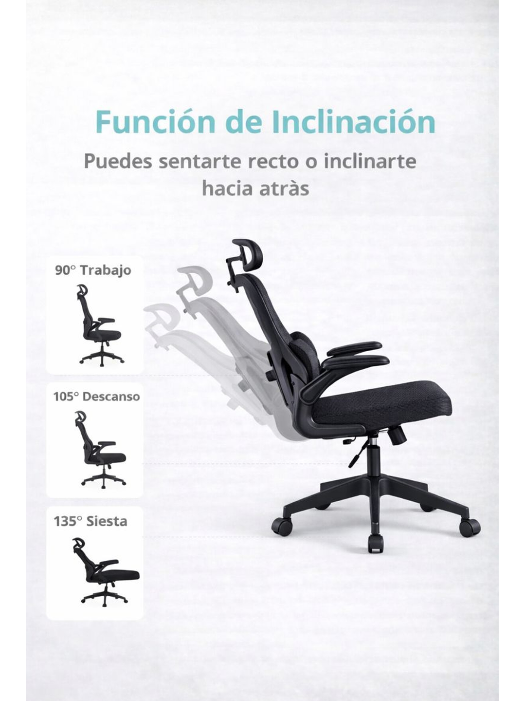 Silla Ergonomica de Oficina para Escritorio Boise Negra 6