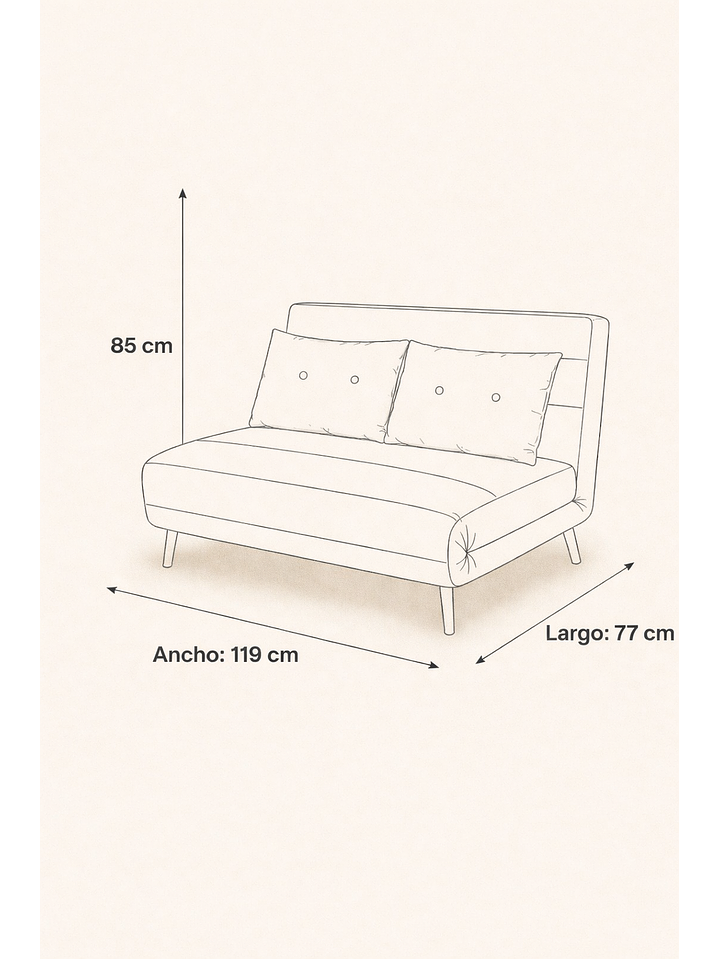 Sillon Doble Sofa Cama Plegable Beirut Gris 6