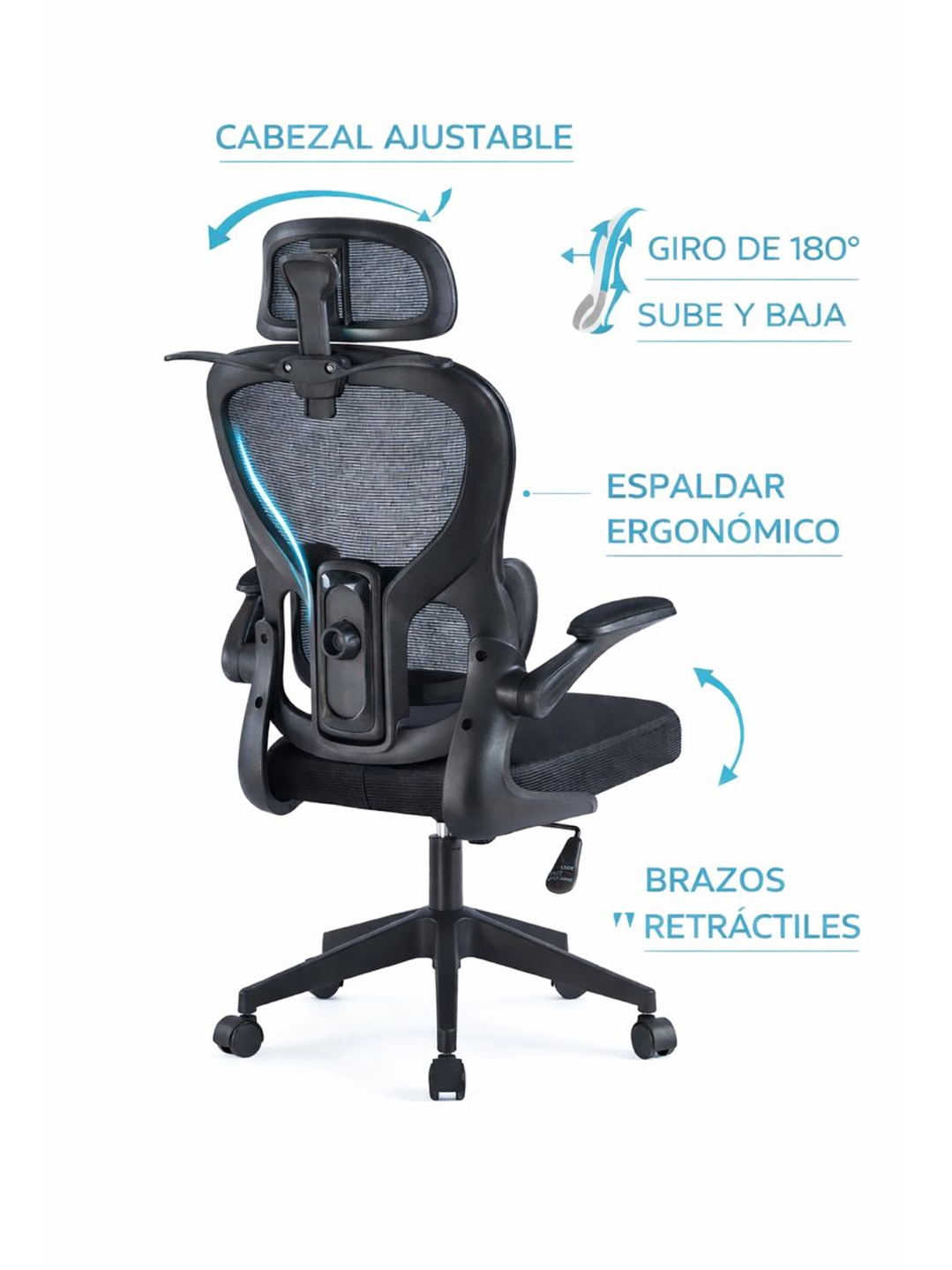 Silla Ergonomica de Oficina para Escritorio Boise Negra 4