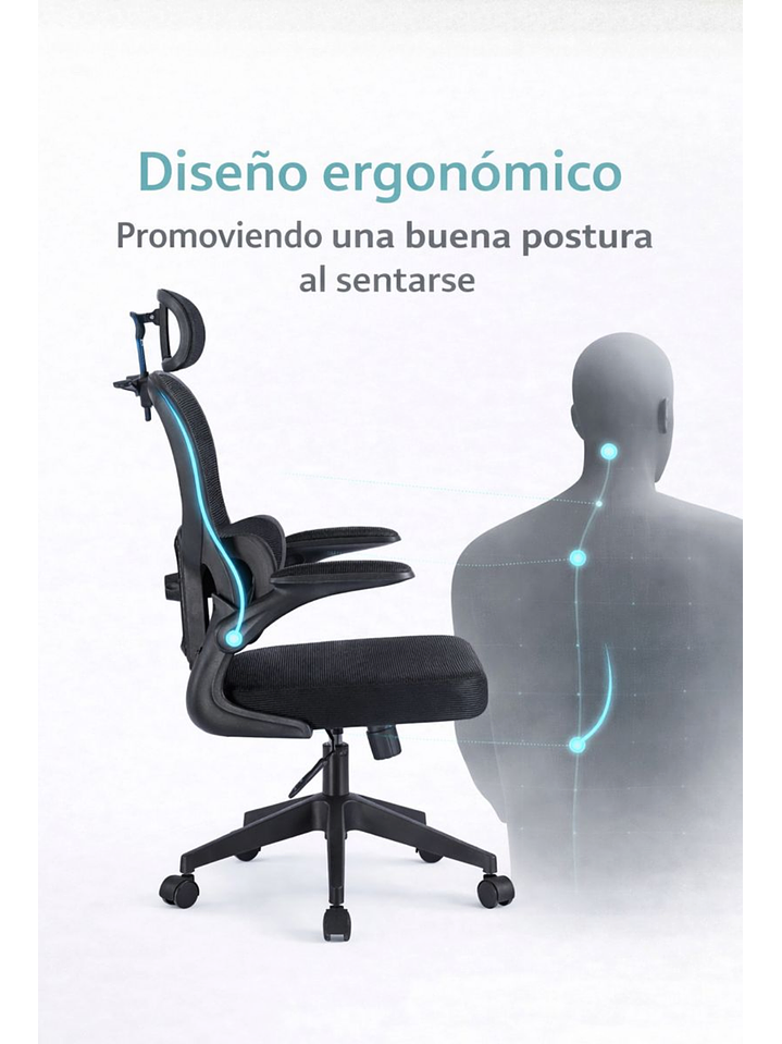 Silla Ergonomica de Oficina para Escritorio Boise Negra 5