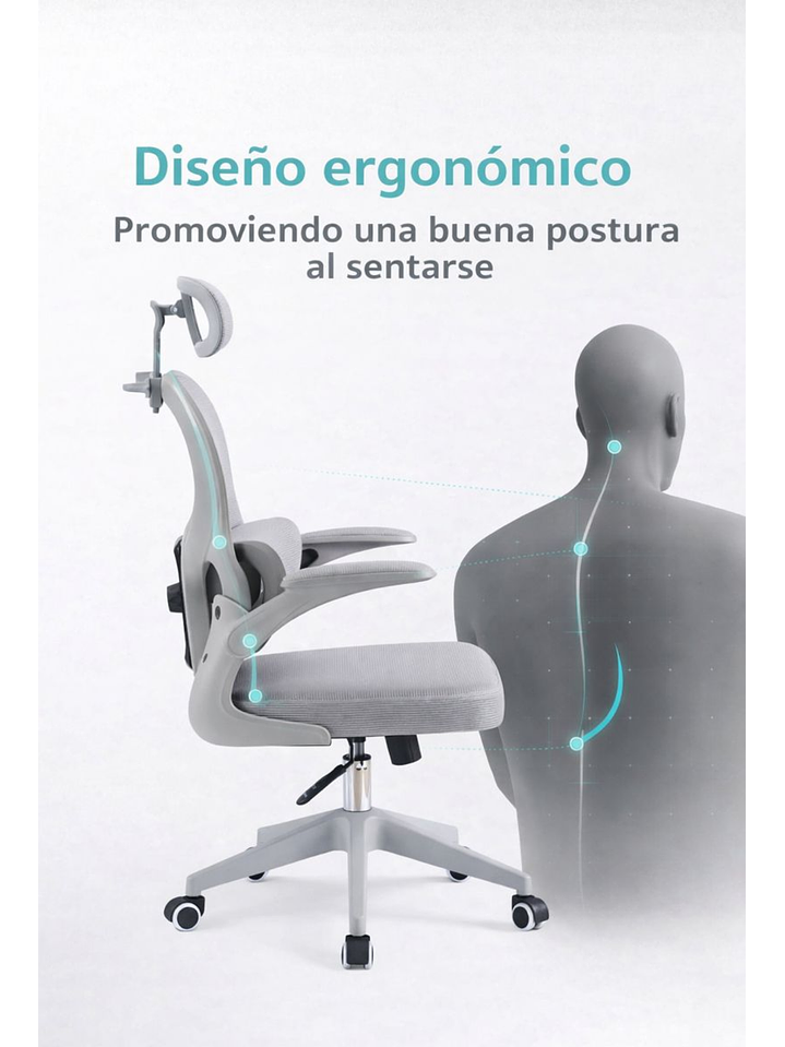 Silla Ergonomica de Oficina para Escritorio Boise Gris 5