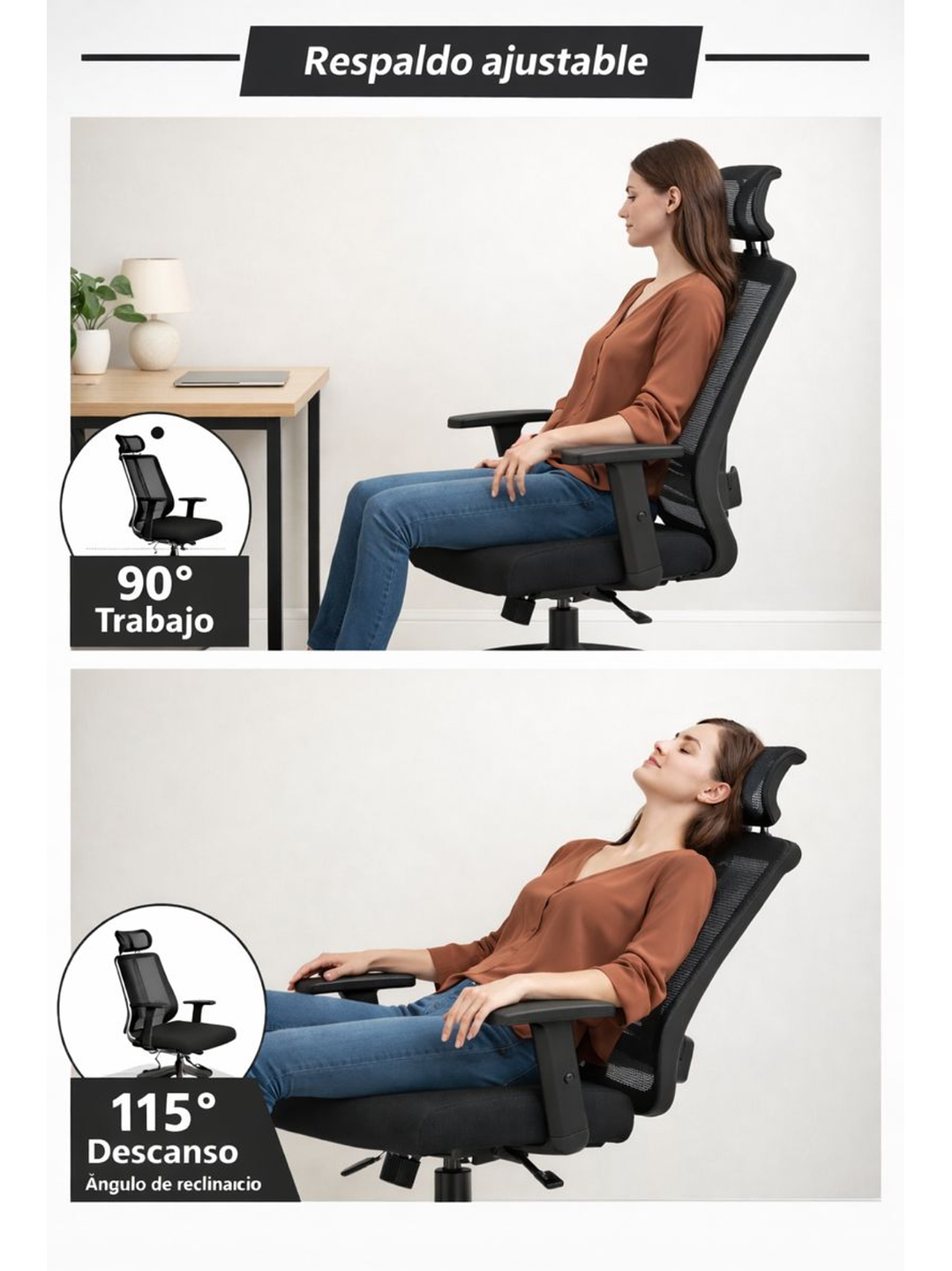 Silla De Oficina Apoyacabeza, Con Brazo Regulable Doha 8