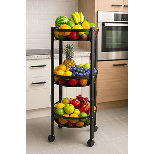 Carro Organizador Con Ruedas 3 Niveles Negro