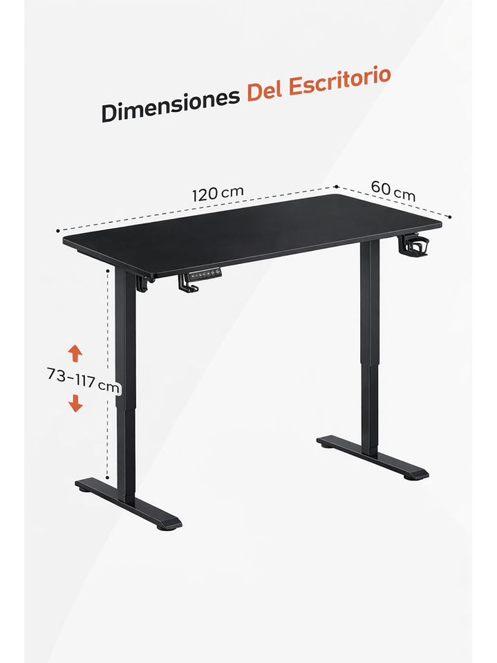Escritorio Electrico Altura Regulable Bavaro Negro 4