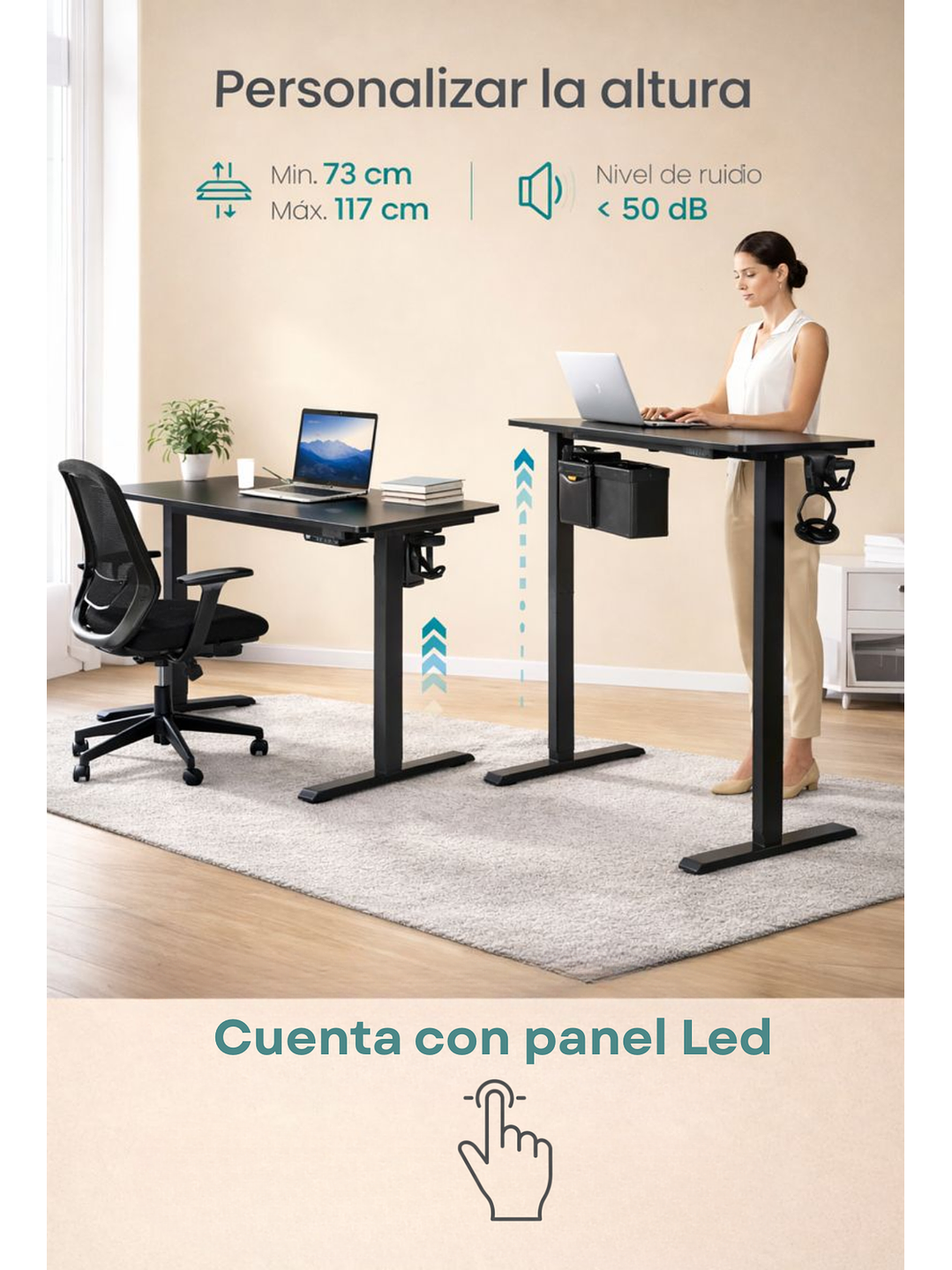 Escritorio Electrico Altura Regulable Bavaro Negro 5