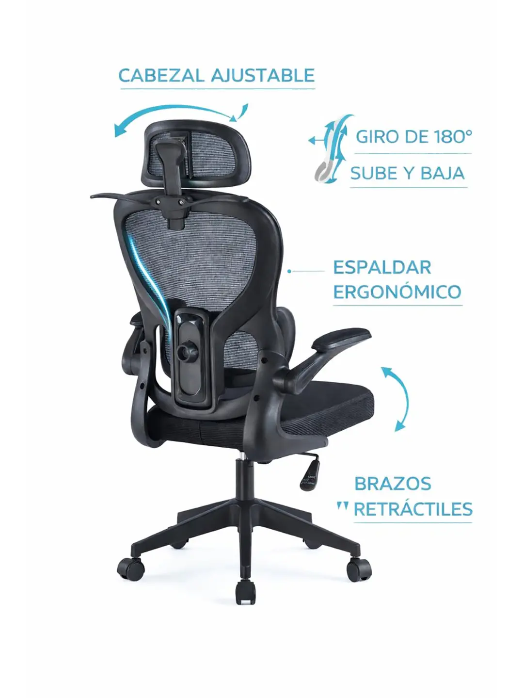 Silla Ergonomica de Oficina para Escritorio Boise Negra 4