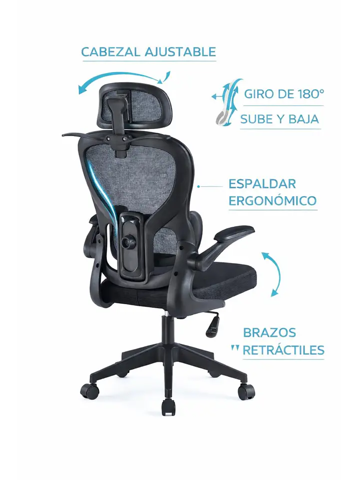 Silla Ergonomica de Oficina para Escritorio Boise Negra 4