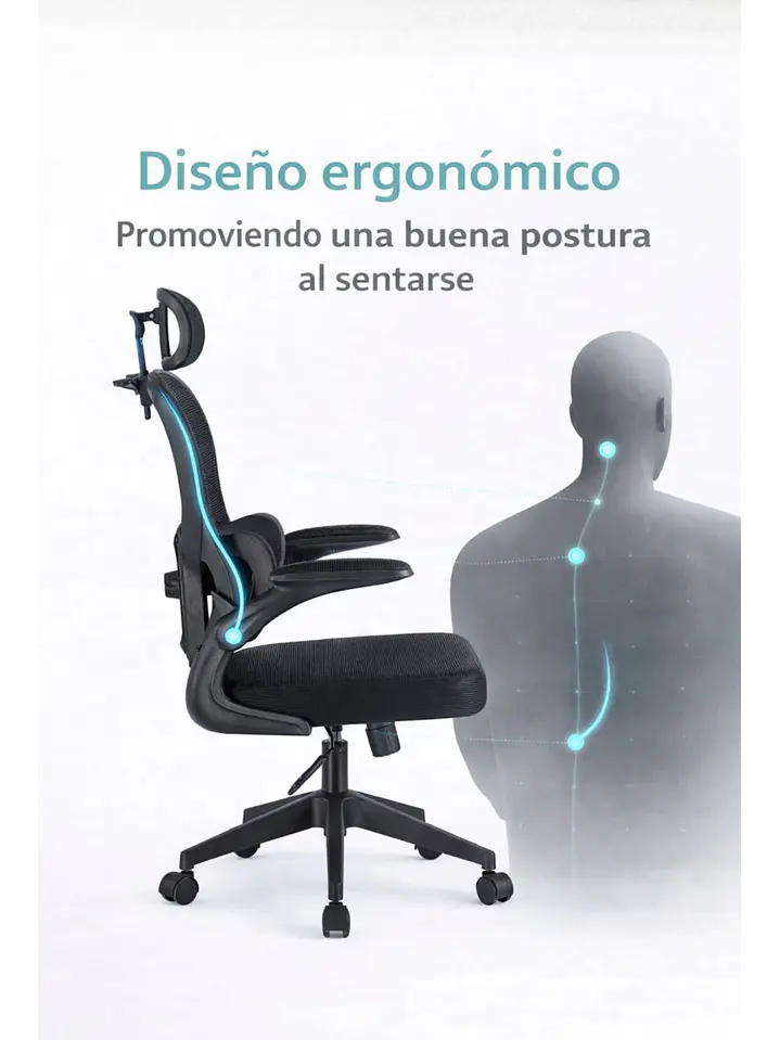 Silla Ergonomica de Oficina para Escritorio Boise Negra 5