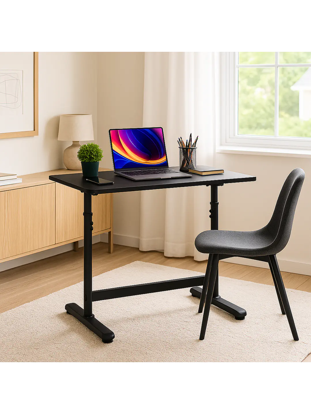 Escritorio con Altura Ajustable 120x60x63-86cm Funcional Toledo Negro 6