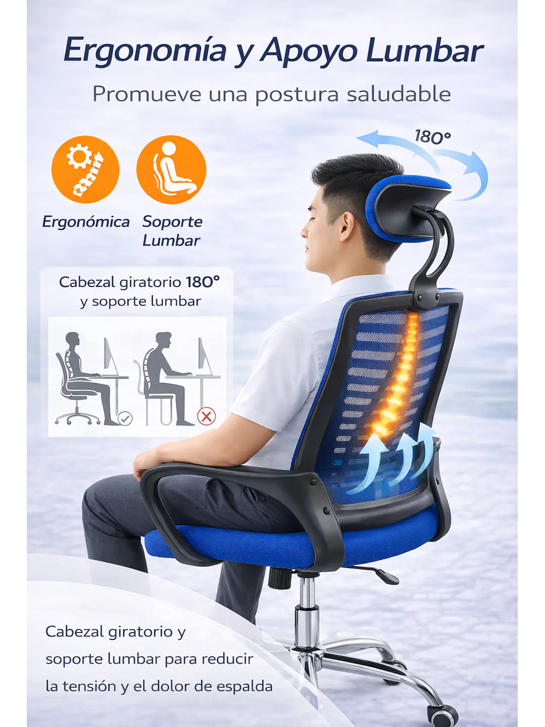 Silla Ejecutiva Milan Azul 8