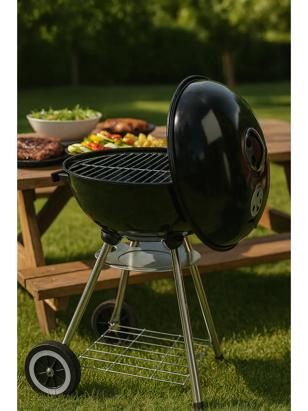 Parrilla A Carbon Encina Con Ruedas 2