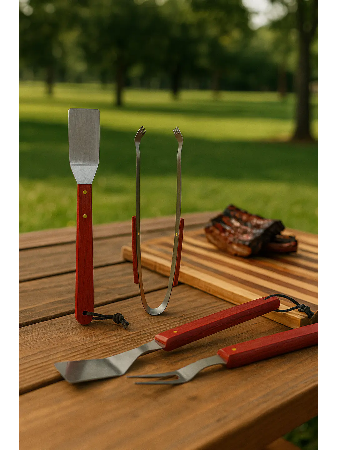 Set Parrillero De 4 Utensilios Para Barbarcoa 1