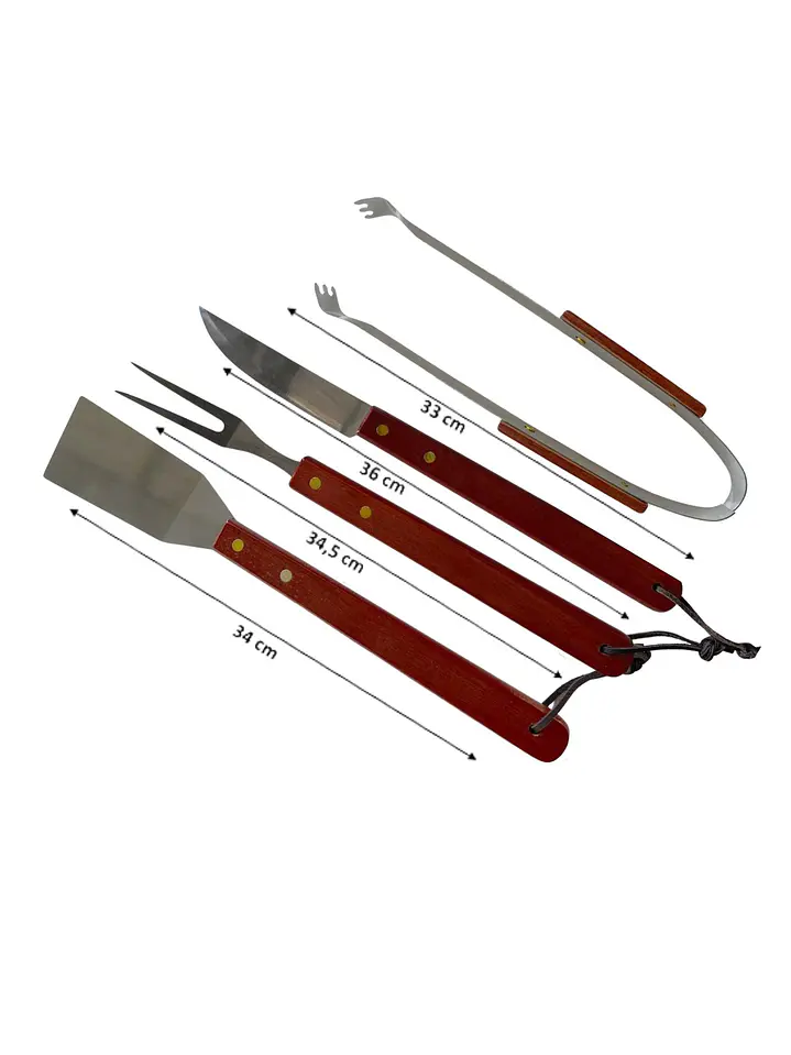 Set Parrillero De 4 Utensilios Para Barbarcoa 6