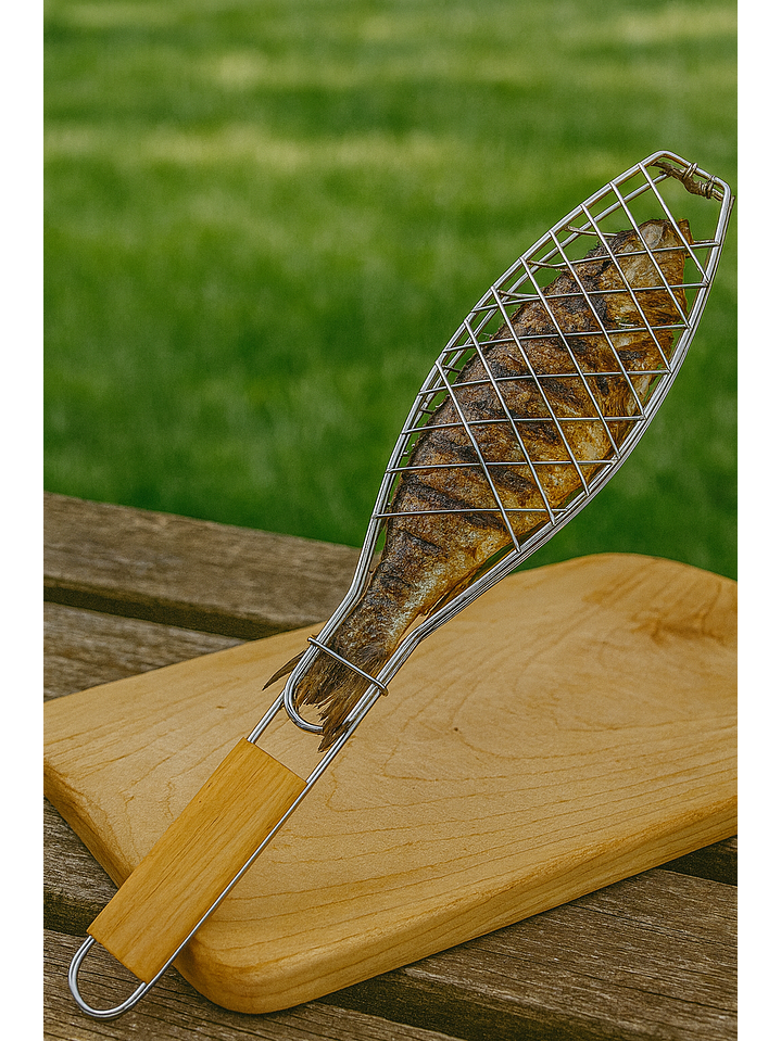 Rejilla Para Asar Vegetales Y Pescado Xl Madera 1