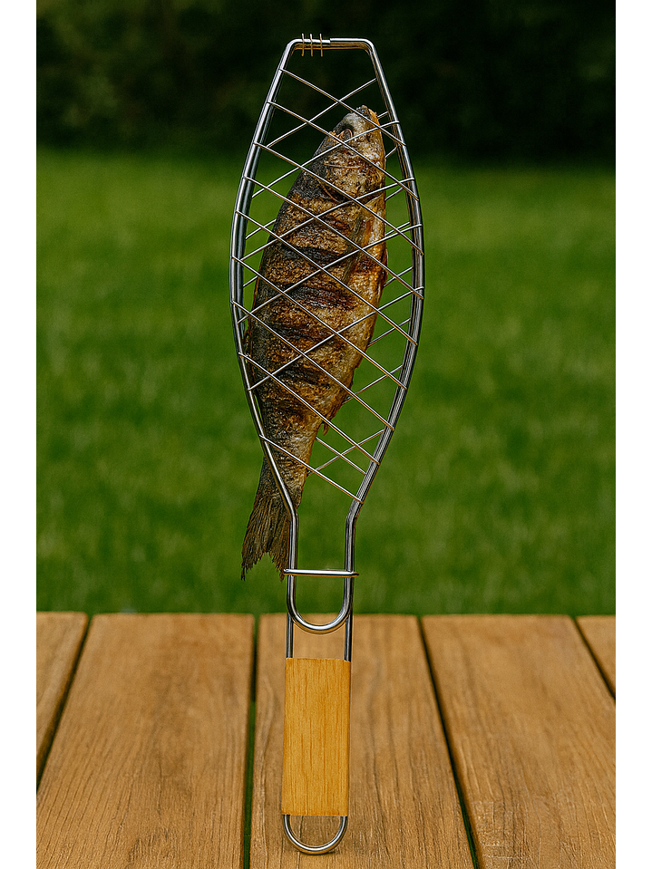 Rejilla Para Asar Vegetales Y Pescado Xl Madera 3