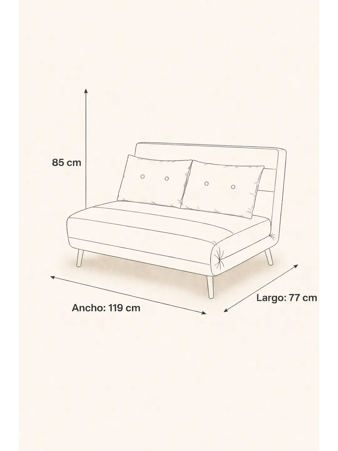 Sillon Doble Sofa Cama Plegable Beirut Gris 6