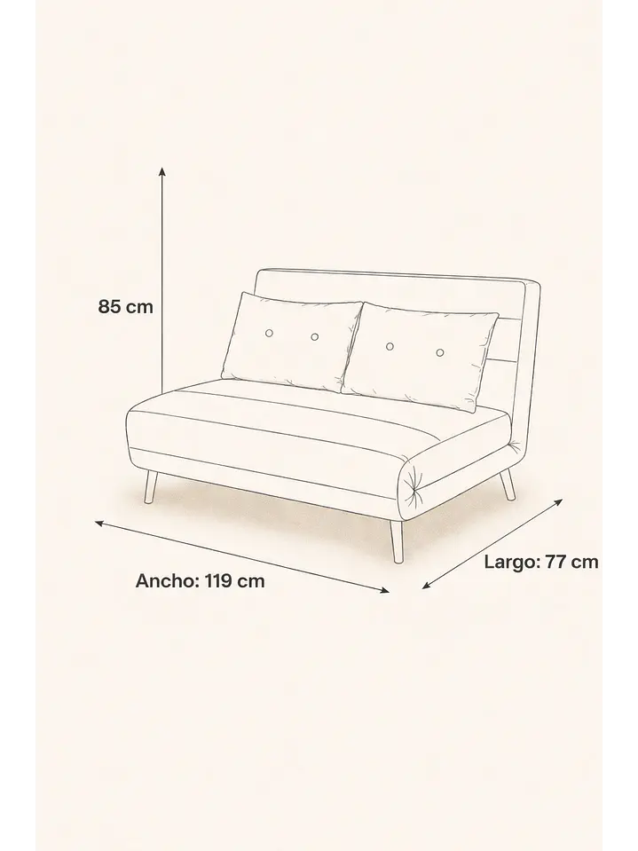 Sillon Doble Sofa Cama Plegable Beirut Gris 6