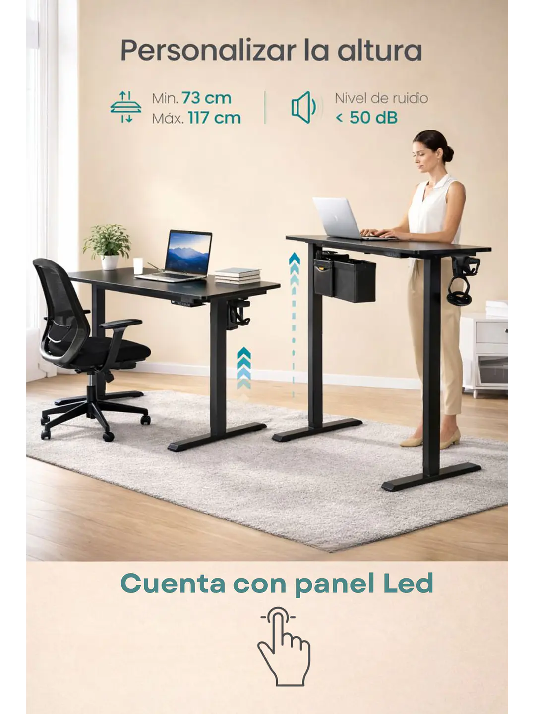 Escritorio Electrico Altura Regulable Bavaro Negro 5