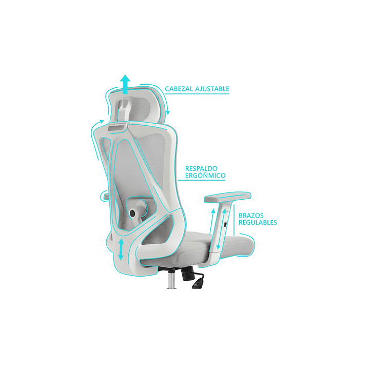 Silla de Escritorio - Oficina - Gamer Houston Gris 6