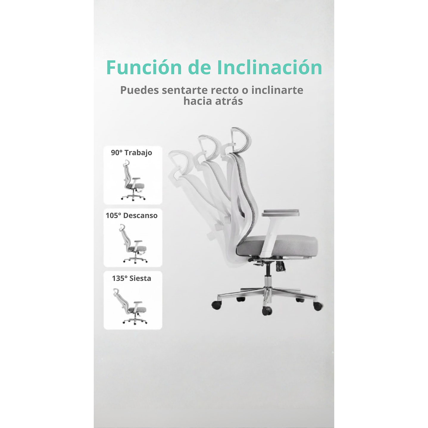 Silla de Escritorio - Oficina - Gamer Houston Gris 9