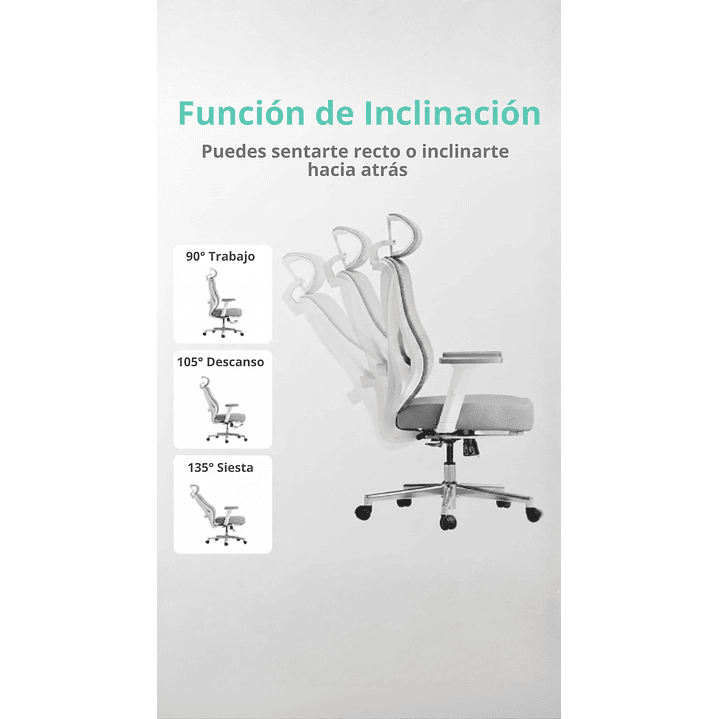 Silla de Escritorio - Oficina - Gamer Houston Gris 9