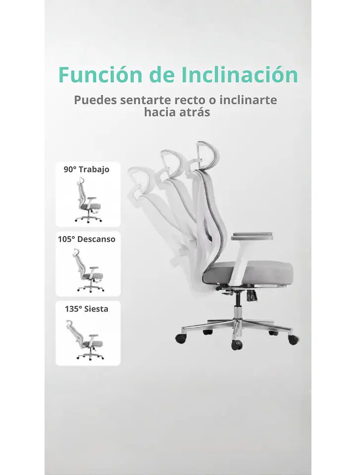 Silla de Escritorio - Oficina - Gamer Houston Gris 9