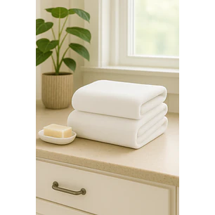 Pack 2 Toallas Blancas Microfibra 070x130