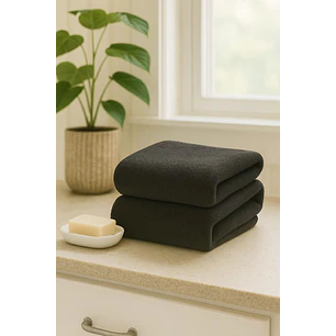 Pack 2 Toallas Negras Microfibra 070x130