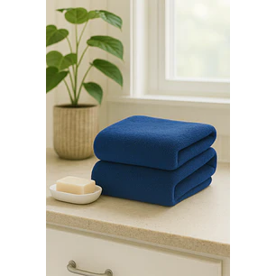 Pack 2 Toallas Azul Microfibra 070x130