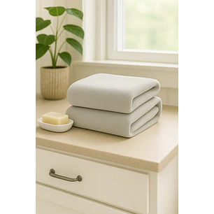 Pack 2 Toallas Gris Microfibra 070x130