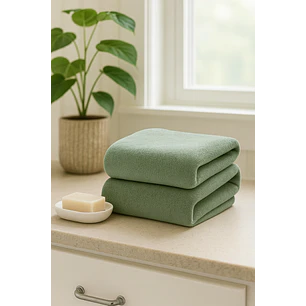 Pack 2 Toalla Verde Microfibra 100x140