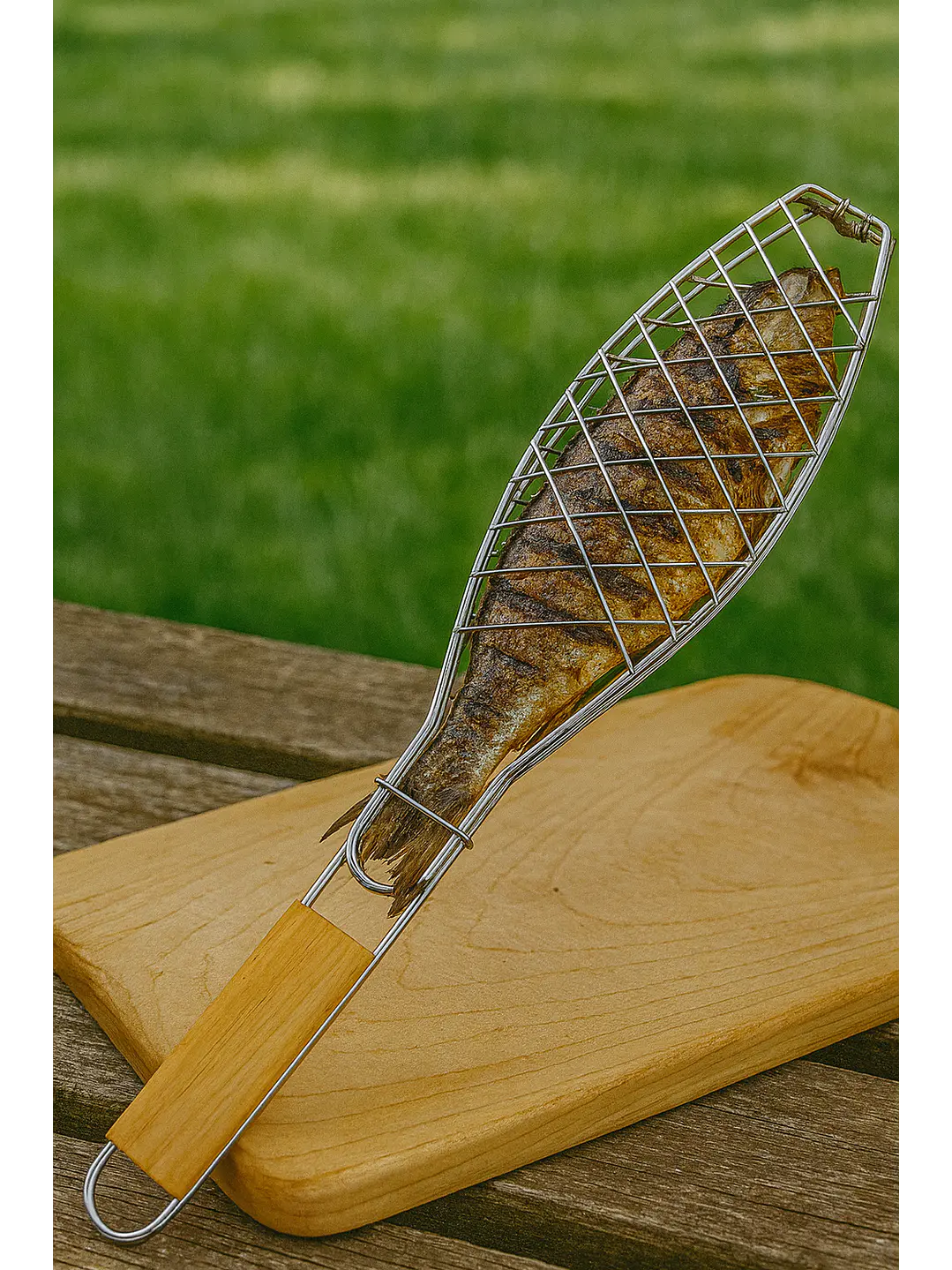 Rejilla Para Asar Vegetales Y Pescado Xl Madera 1