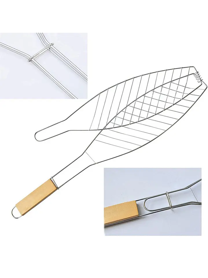 Rejilla Para Asar Vegetales Y Pescado Xl Madera 6