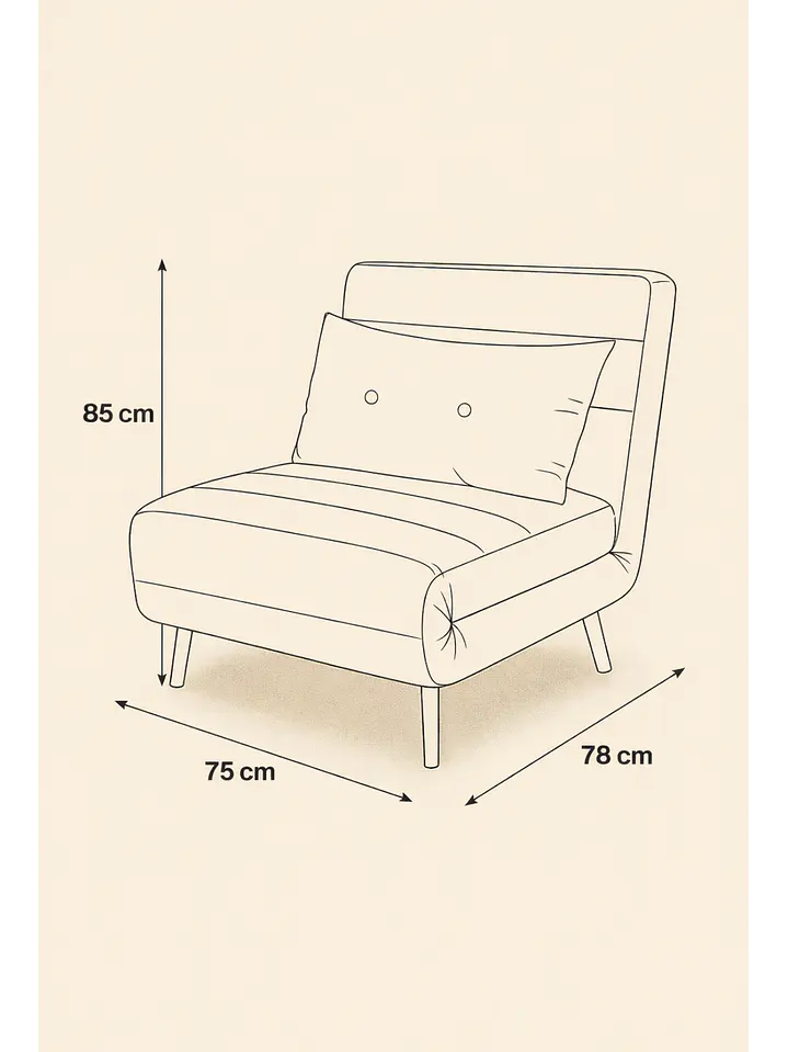 Sillon Sofa Cama Plegable Libano Gris 5