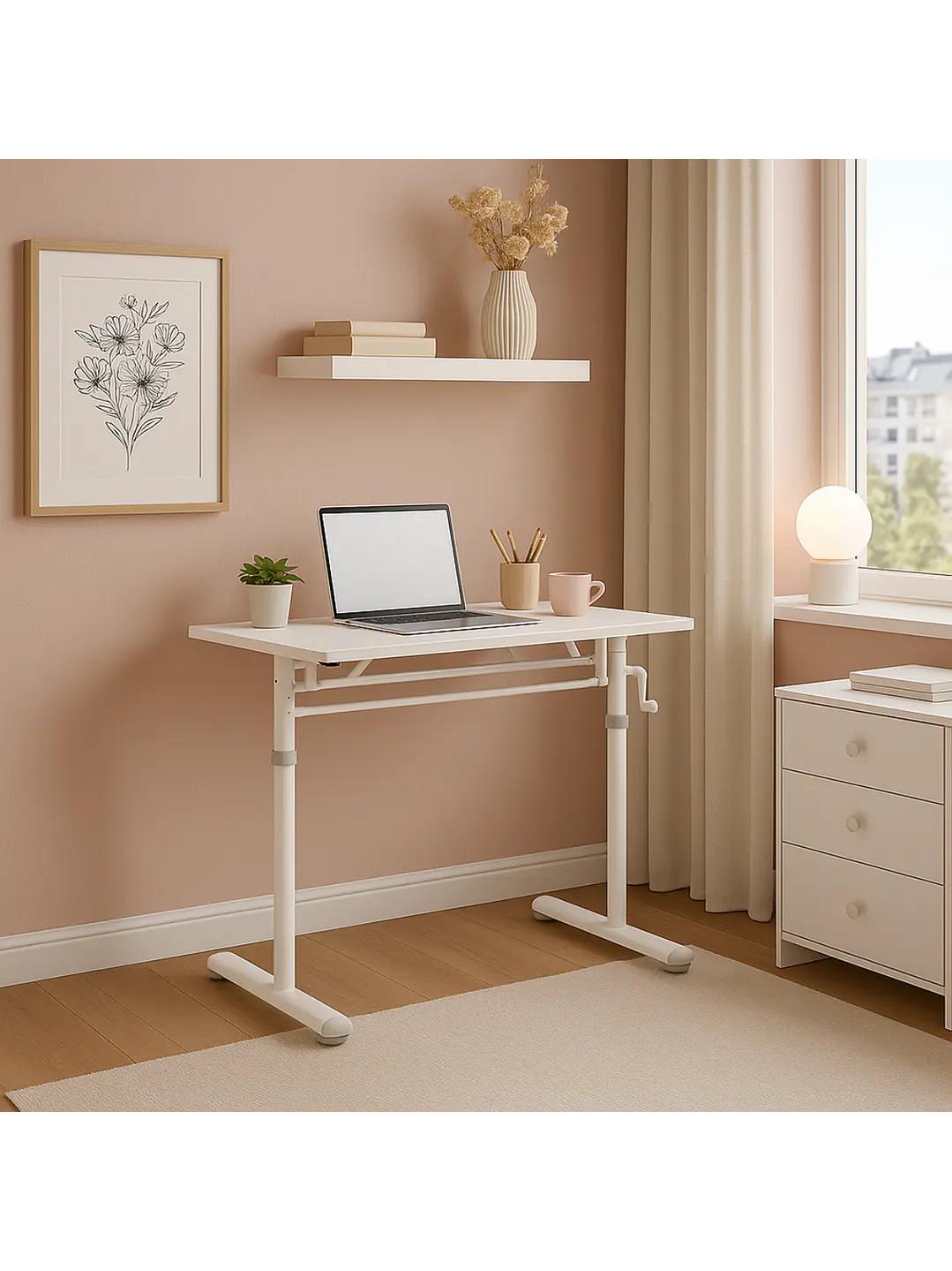 Escritorio con Altura Ajustable 100x60x63-86cm Funcional Tenerife Blanco 7