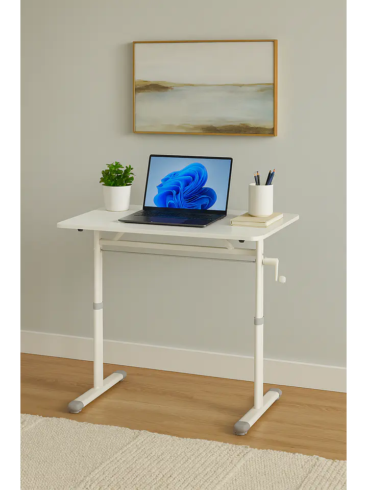 Escritorio con Altura Ajustable 100x60x63-86cm Funcional Tenerife Blanco 1