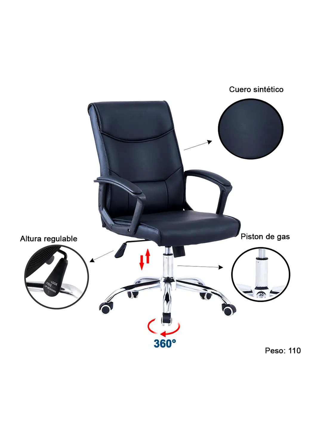 Silla De Oficina Gerencial Alto Chicago 7