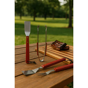 Set Parrillero De 4 Utensilios Para Barbarcoa