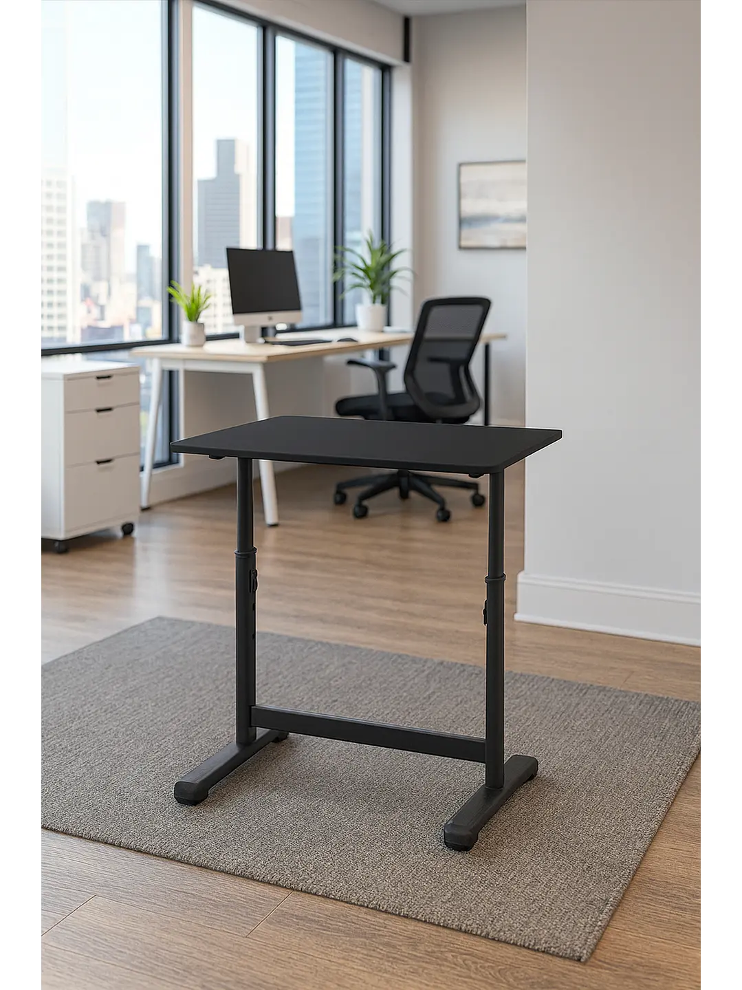 Escritorio con Altura Ajustable 80x60x63-86cm Funcional Bilbao Negro 2