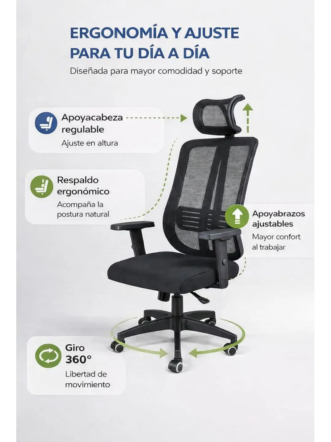 Silla De Oficina Apoyacabeza, Con Brazo Regulable Doha 5