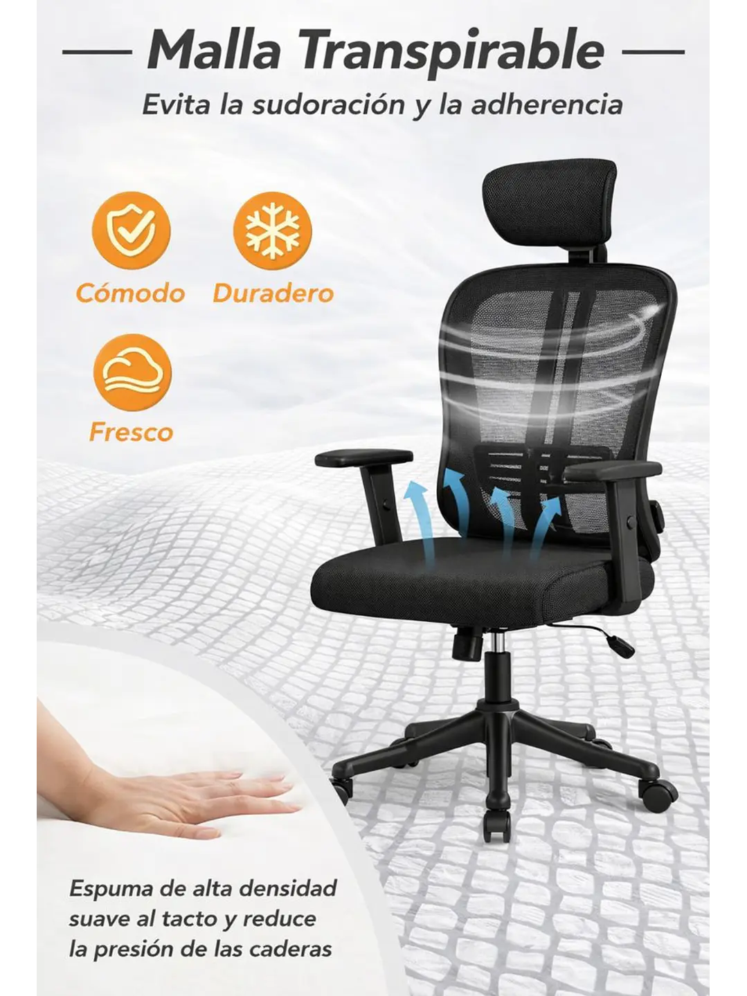 Silla De Oficina Apoyacabeza, Con Brazo Regulable Doha 6