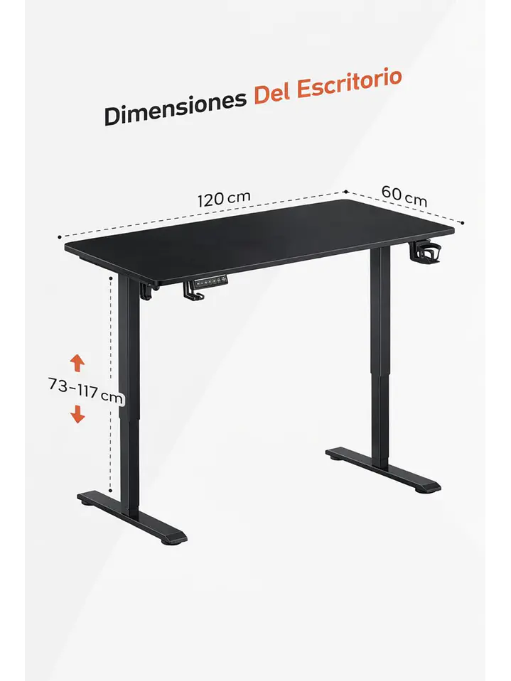Escritorio Electrico Altura Regulable Bavaro Negro 4