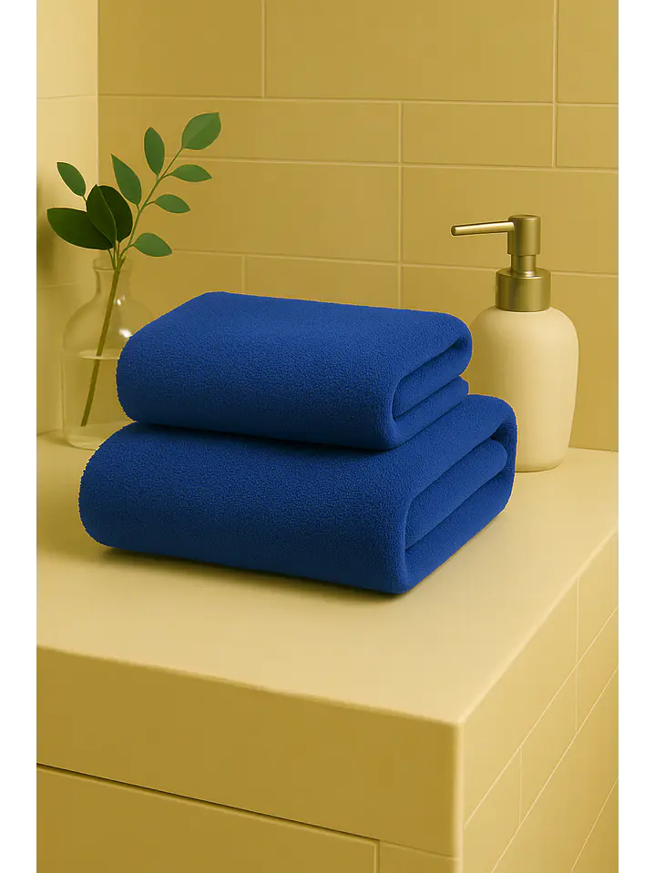 Pack 2 Toalla Azul Microfibra 100x140 3