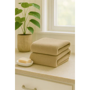 Pack 2 Toalla Taupe Microfibra 100x140