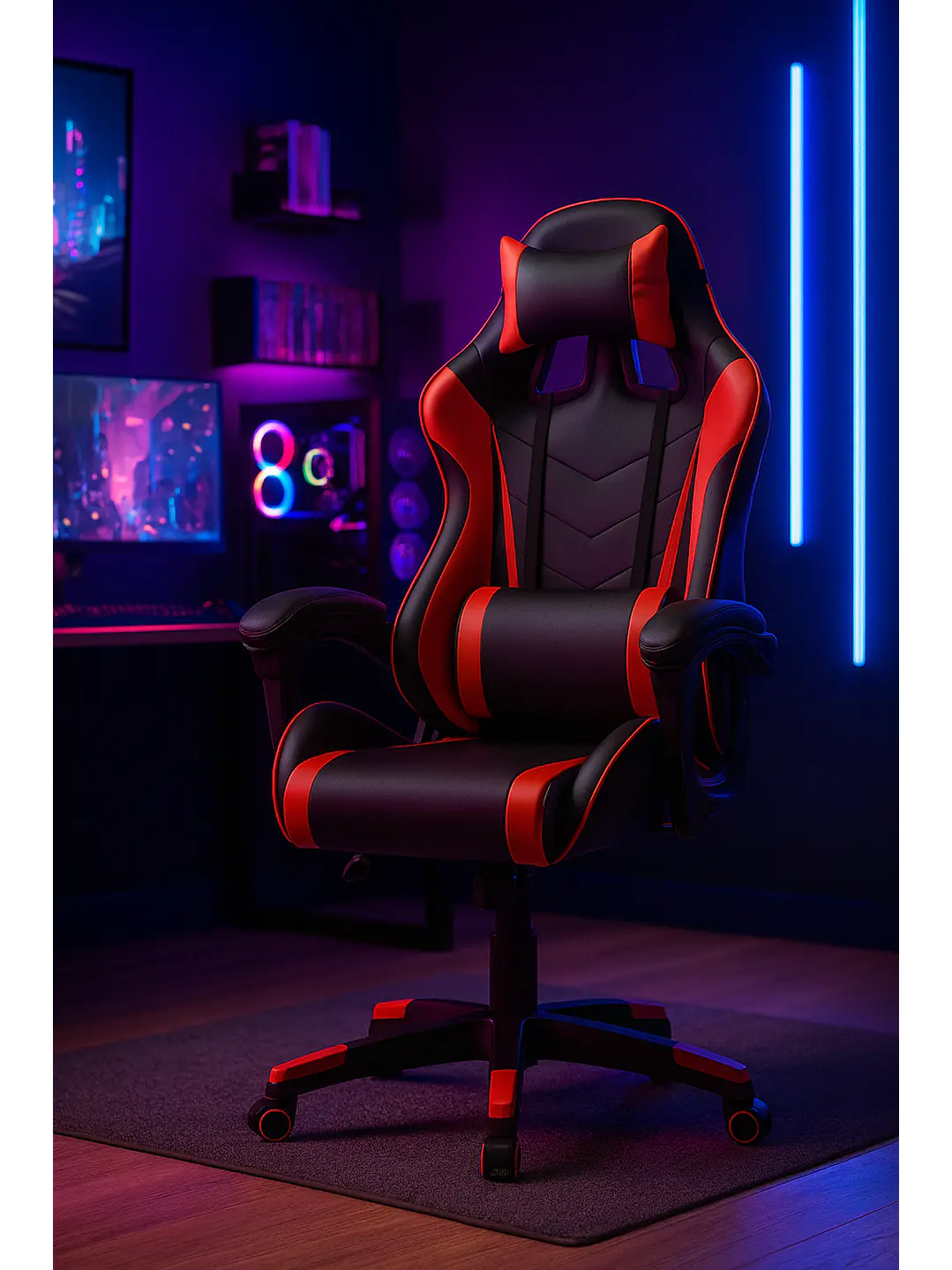 Silla Gamer de Escritorio Reclinable Color Roja 2