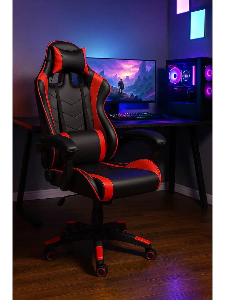 Silla Gamer de Escritorio Reclinable Color Roja 3