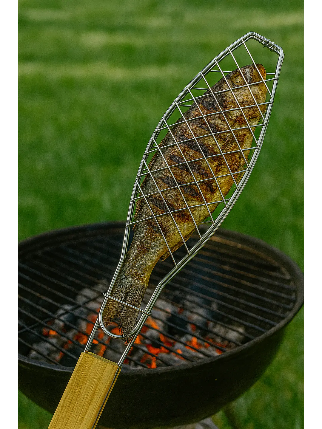Rejilla Para Asar Vegetales Y Pescado Xl Madera 2